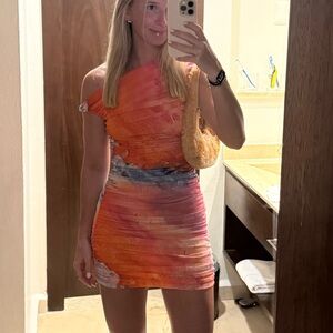 Zara tulle colorful mini dress